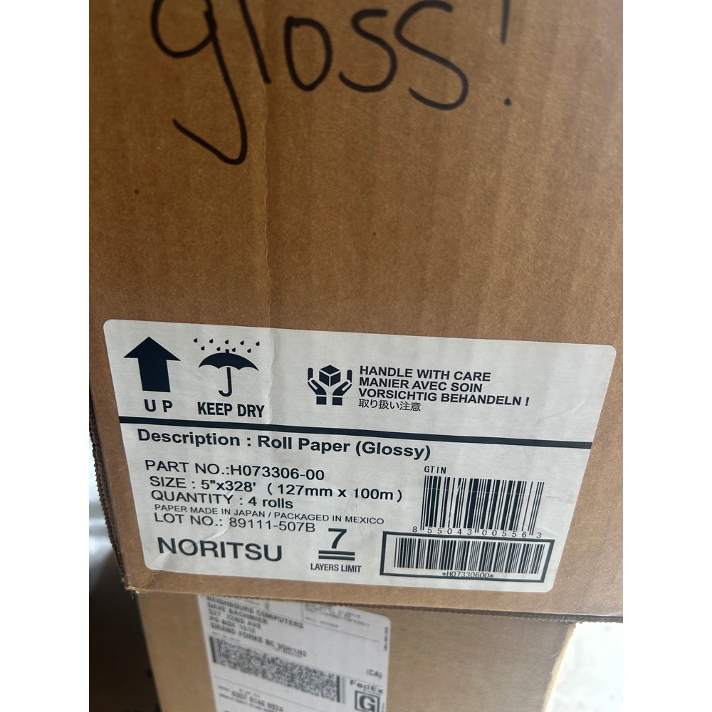 Noritsu H073306-00 Glossy Roll Photo Paper 5" x 328' 127mm x 100m Lot Of 3